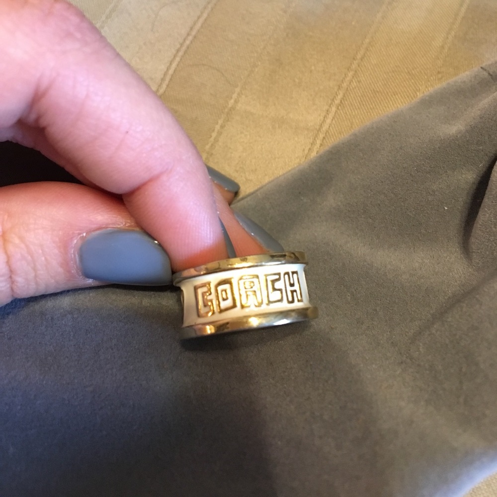 Coach gold and off white poppy ring